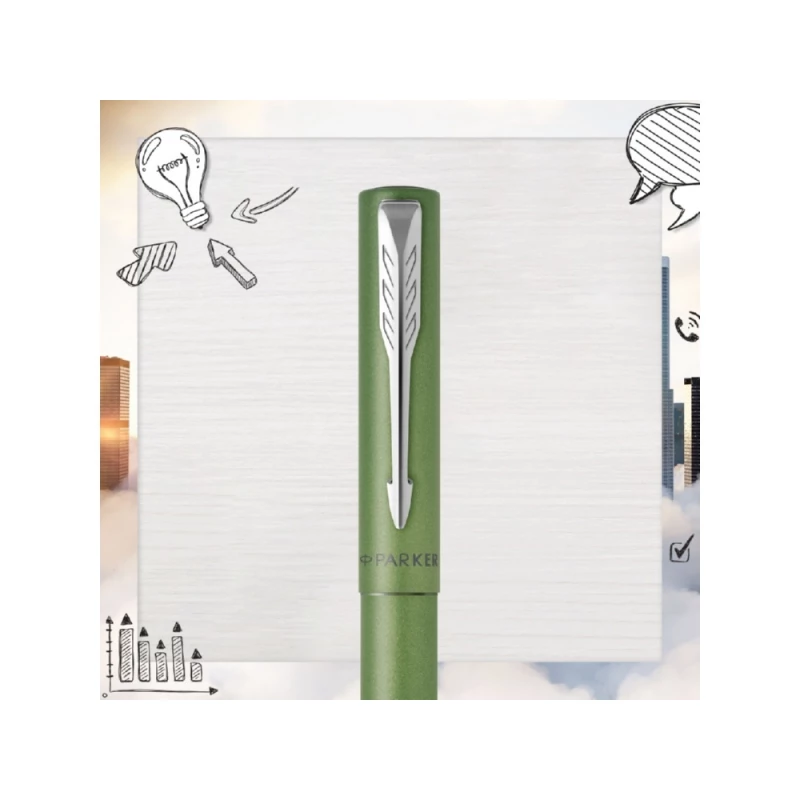 Ручка-роллер Parker Vector XL Green CT, цвет чернил black, стержень: F, в подарочной упаковке., фото 4