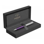 Шариковая ручка Parker Sonnet Essentials Violet SB Steel CT, цвет чернил black, перо: M, в подарочной упаковке., фото 6