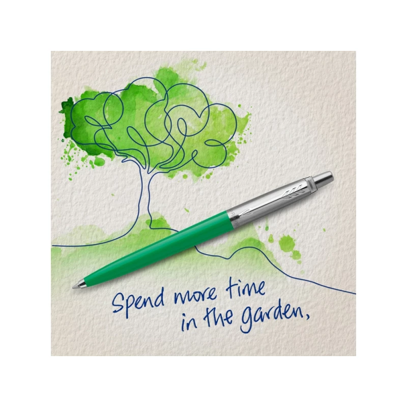 Шариковая ручка Parker Jotter, цвет GREEN, цвет чернил синий, толщина линии M , в подарочной коробке, фото 7