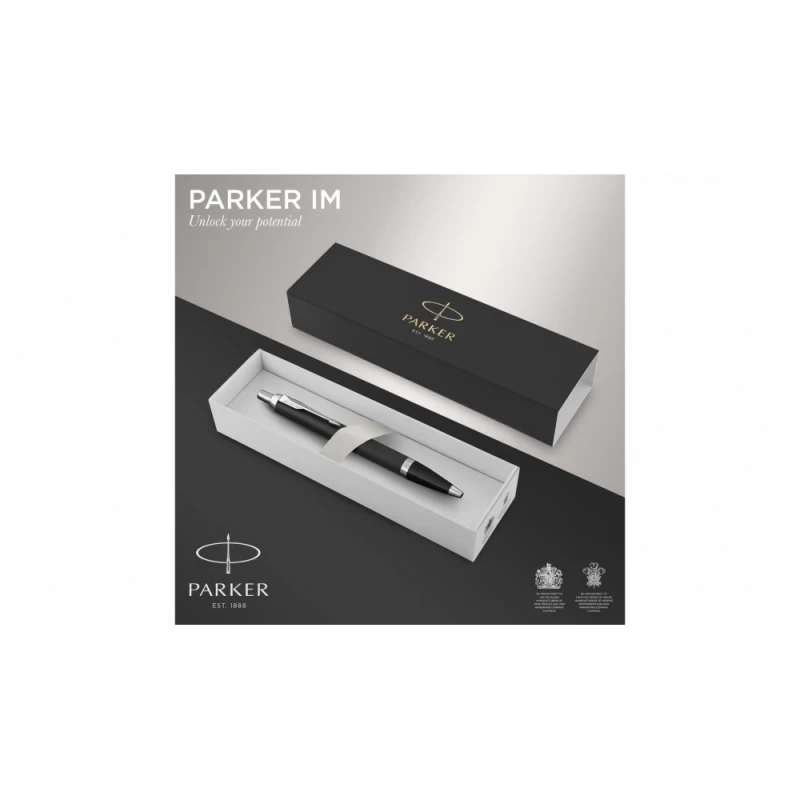 Шариковая ручка Parker IM Mat Black CT лак матовый, стержень: M, цвет чернил: blue, в подарочной упаковке., фото 8