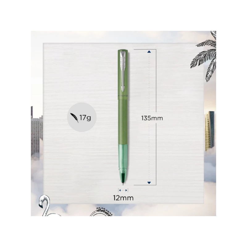 Ручка-роллер Parker Vector XL Green CT, цвет чернил black, стержень: F, в подарочной упаковке., фото 6