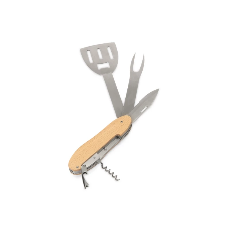 BBQ мультитул Blade 5в1 с деревянными ручками, в чехле, фото 4