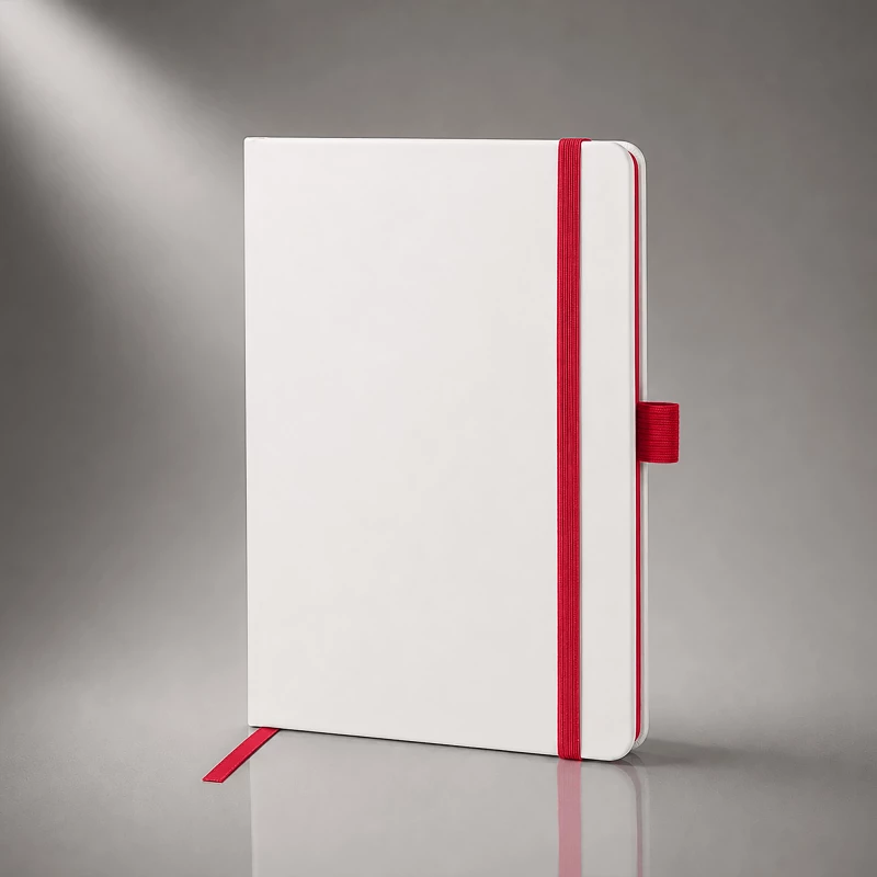 Блокнот "ColorNote White", твердая обложка A5, 80 листов, белый с красным