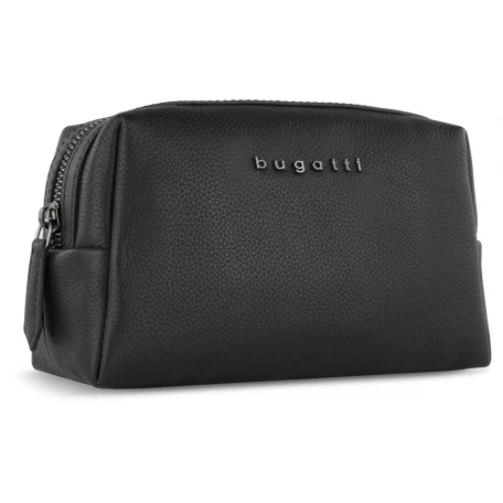 Косметичка BUGATTI БЕЛЛА | BELLA, чёрная, воловья кожа/полиэстер, 19х8,5х11 см
