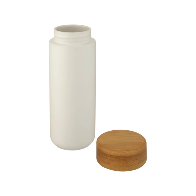 Lumi керамическая кружка объемом 300 мл с бамбуковой крышкой, белый, фото 4