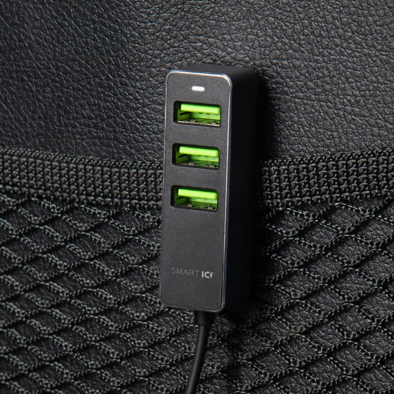АЗУ 1 USB + 3 USB для пассажиров, QC 3.0, 7А, алюминий, графит, Deppa, фото 4
