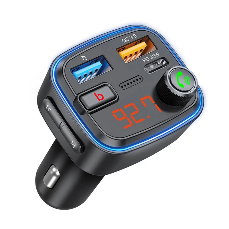 FM-трансмиттер Wave Pro, QC/PD, LED, 48Вт, ENC, Bass boost, черный, Deppa, фото 3