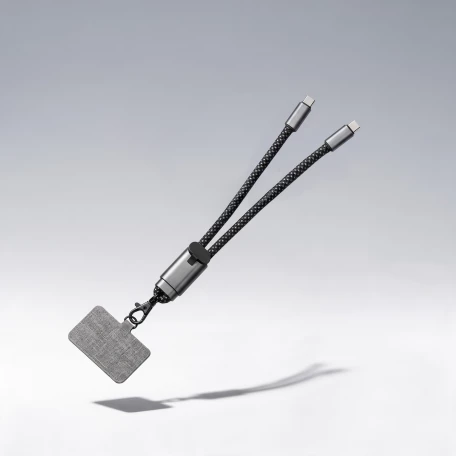 Ремешок-держатель для телефона с зарядным кабелем USB-C - USB-C «Lany Wristband Charge Eco», серый