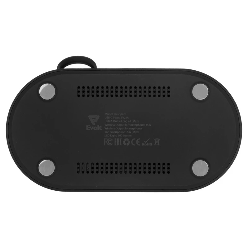 Складная зарядная станция с беспроводной зарядкой «Flashport», 15 Вт, черный, фото 12