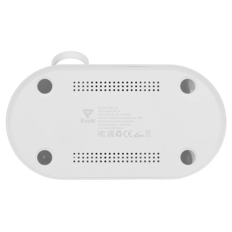 Складная зарядная станция с беспроводной зарядкой «Flashport», 15 Вт, белый, фото 12