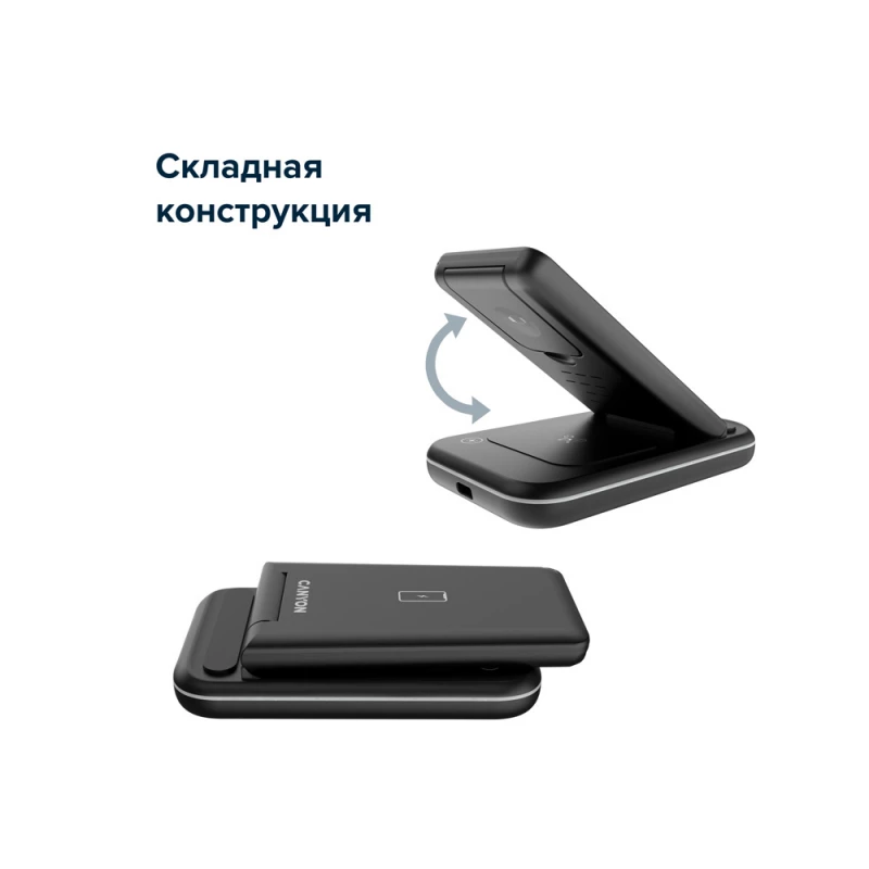 Беспроводное зарядное устройство 3-в-1 CANYON WS-304 (CNS-WCS304B), 15W, черный, фото 9