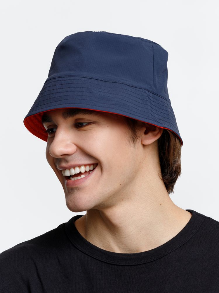 Панама Nylon двусторонняя, темно-синяя с красным_1