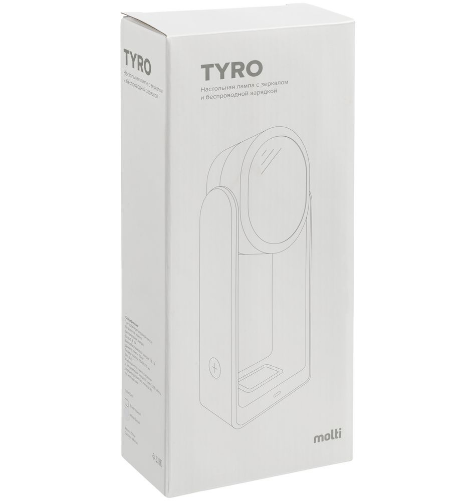 Настольная лампа с зеркалом и беспроводной зарядкой Tyro, белая_6