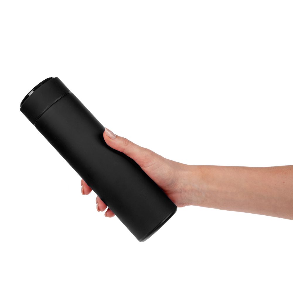 Смарт-бутылка с заменяемой батарейкой Long Therm Soft Touch, черная_5
