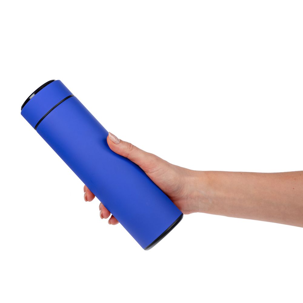 Смарт-бутылка с заменяемой батарейкой Long Therm Soft Touch, синяя_5