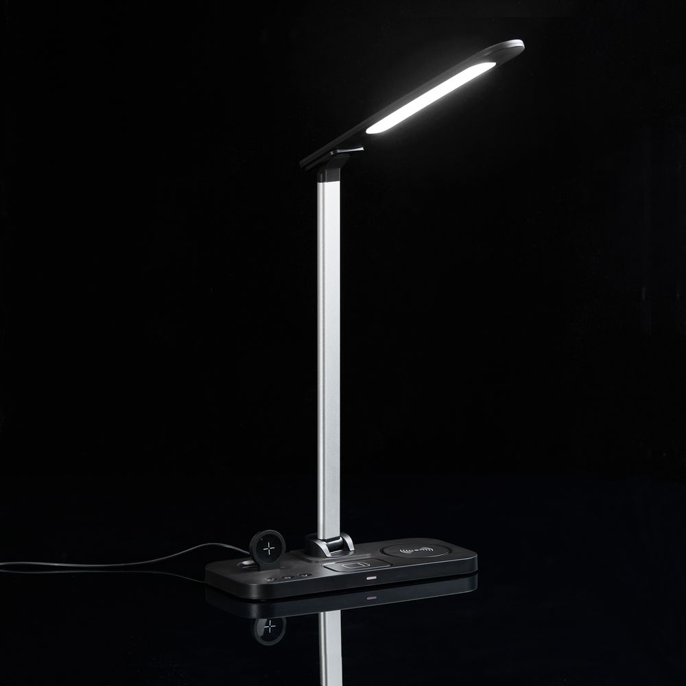 Настольная лампа с беспроводной зарядкой Power Light, черная_6