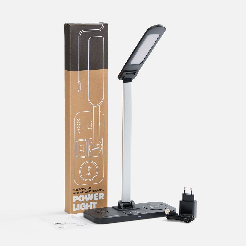 Настольная лампа с беспроводной зарядкой Power Light, черная_7