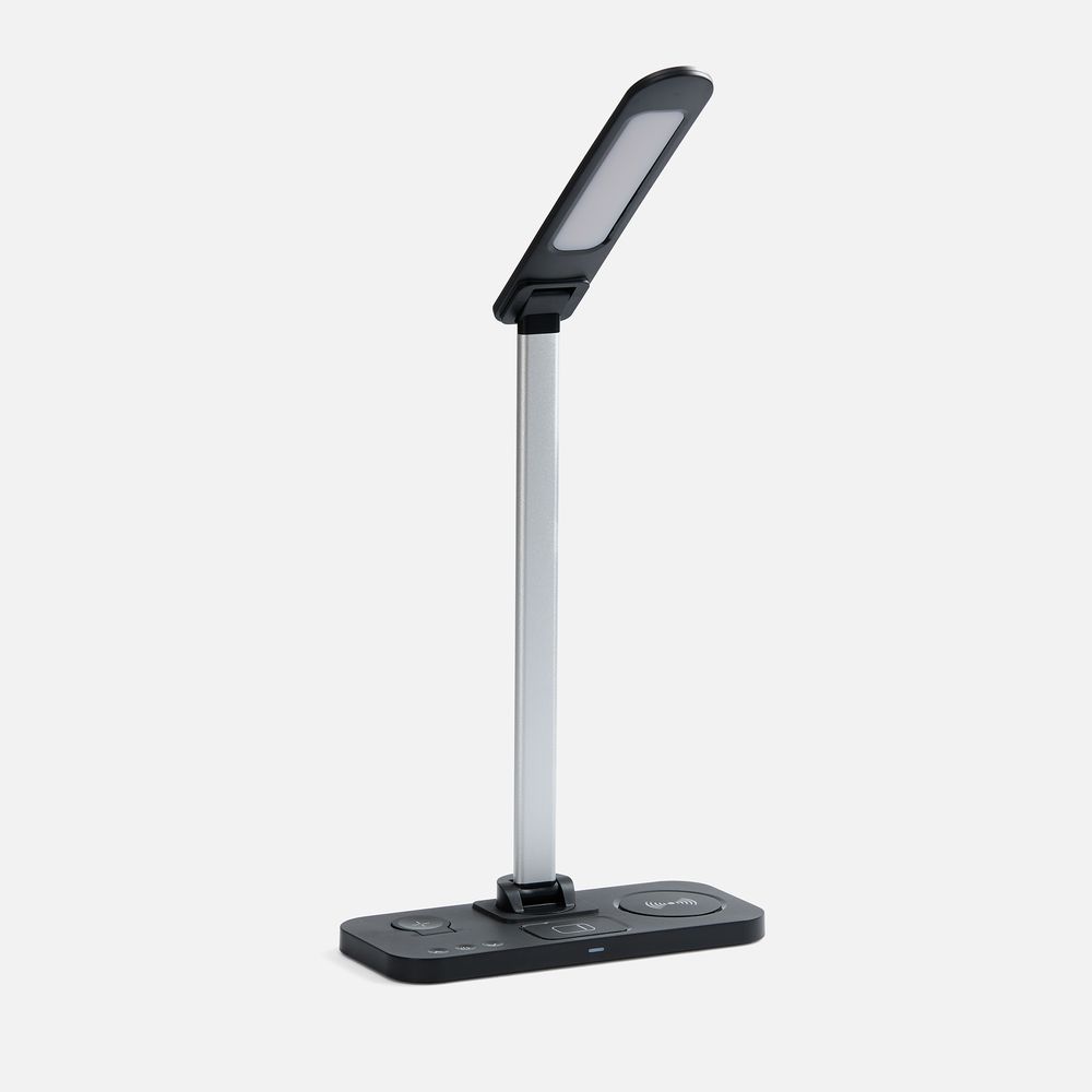 Настольная лампа с беспроводной зарядкой Power Light, черная_0