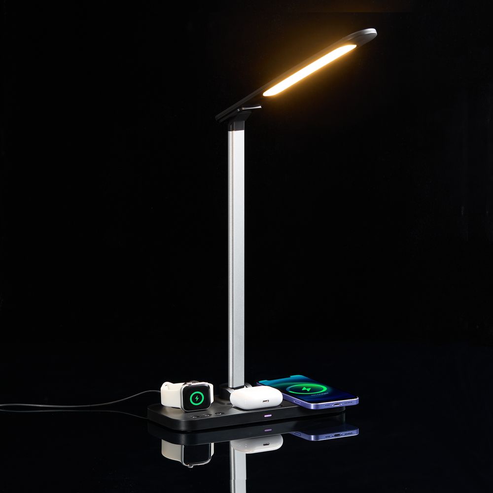 Настольная лампа с беспроводной зарядкой Power Light, черная_5