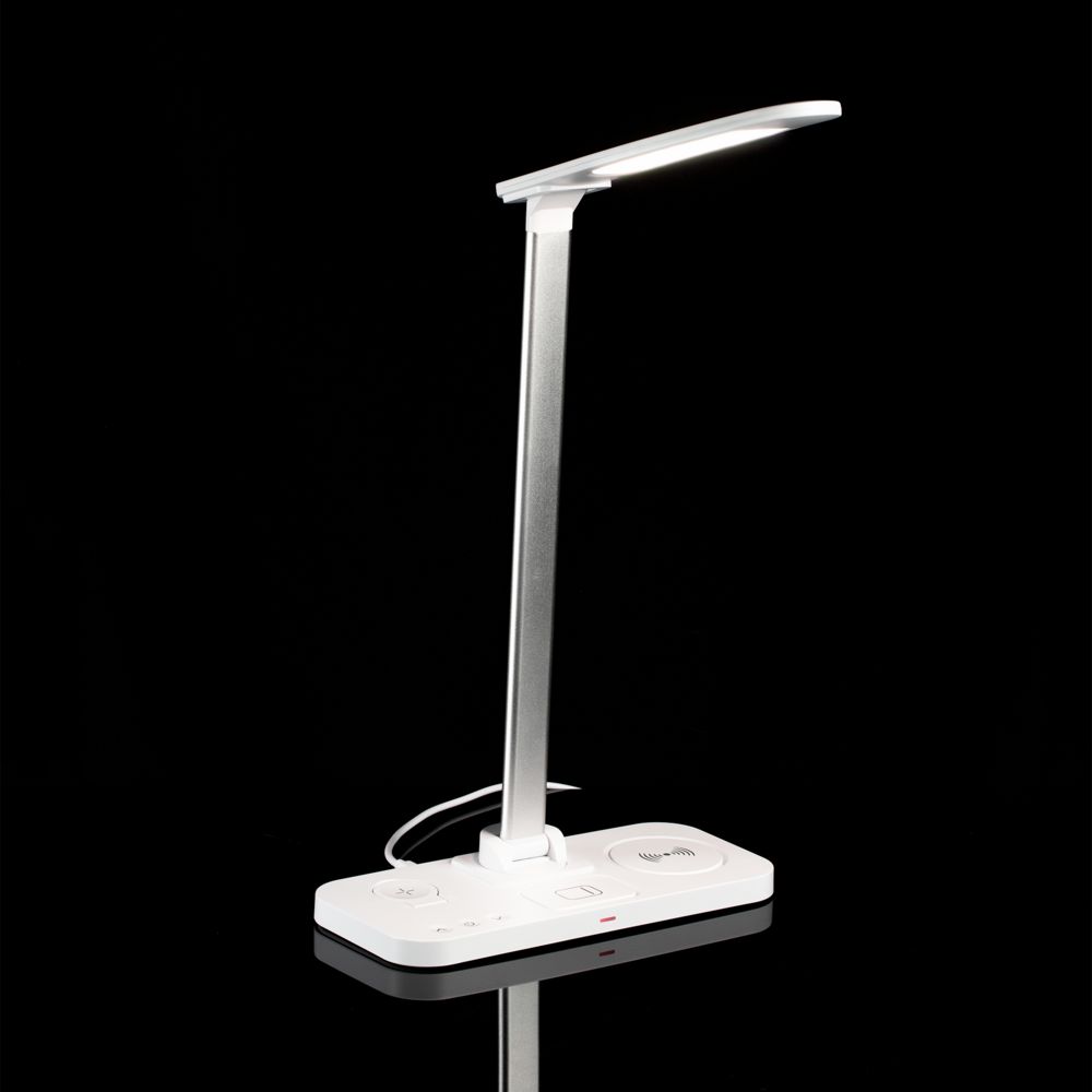 Настольная лампа с беспроводной зарядкой Power Light, белая_10