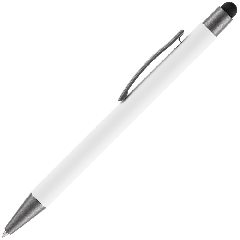 Ручка шариковая Atento Soft Touch со стилусом, белая_0