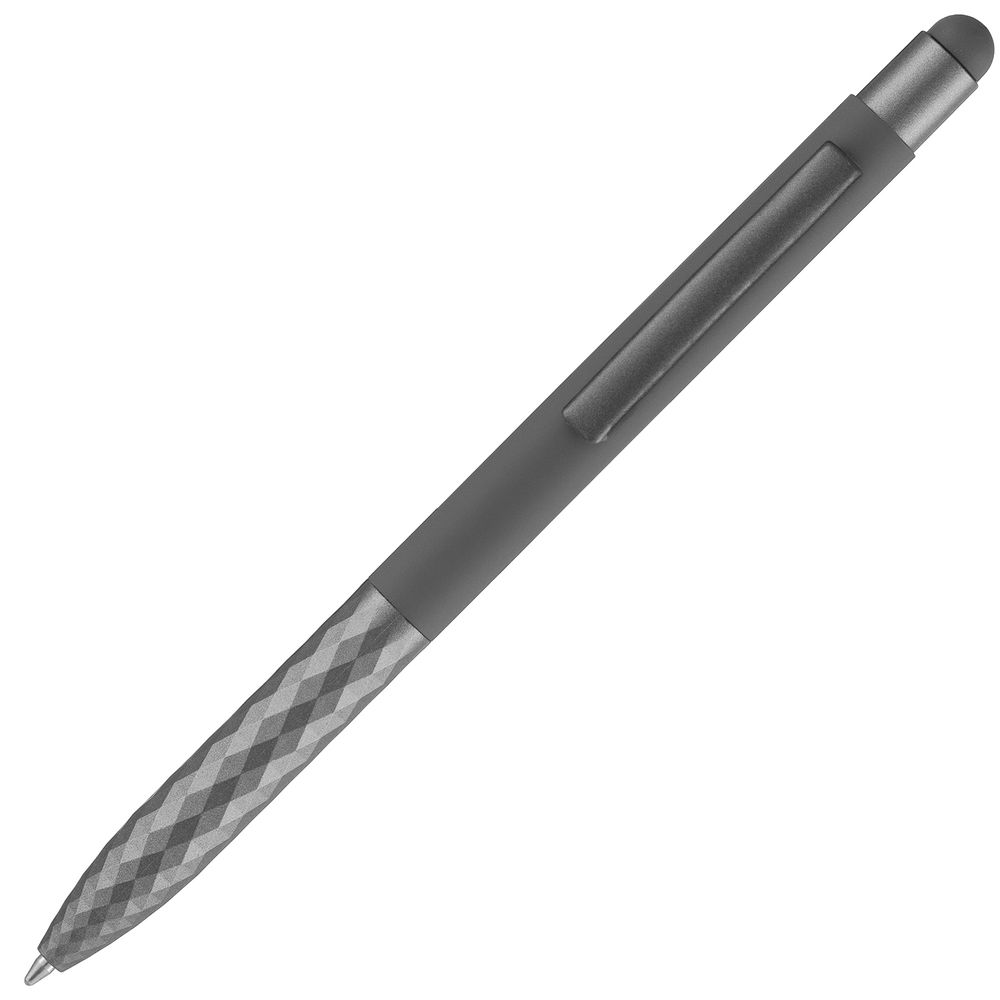 Ручка шариковая Digit Soft Touch со стилусом, серая_2