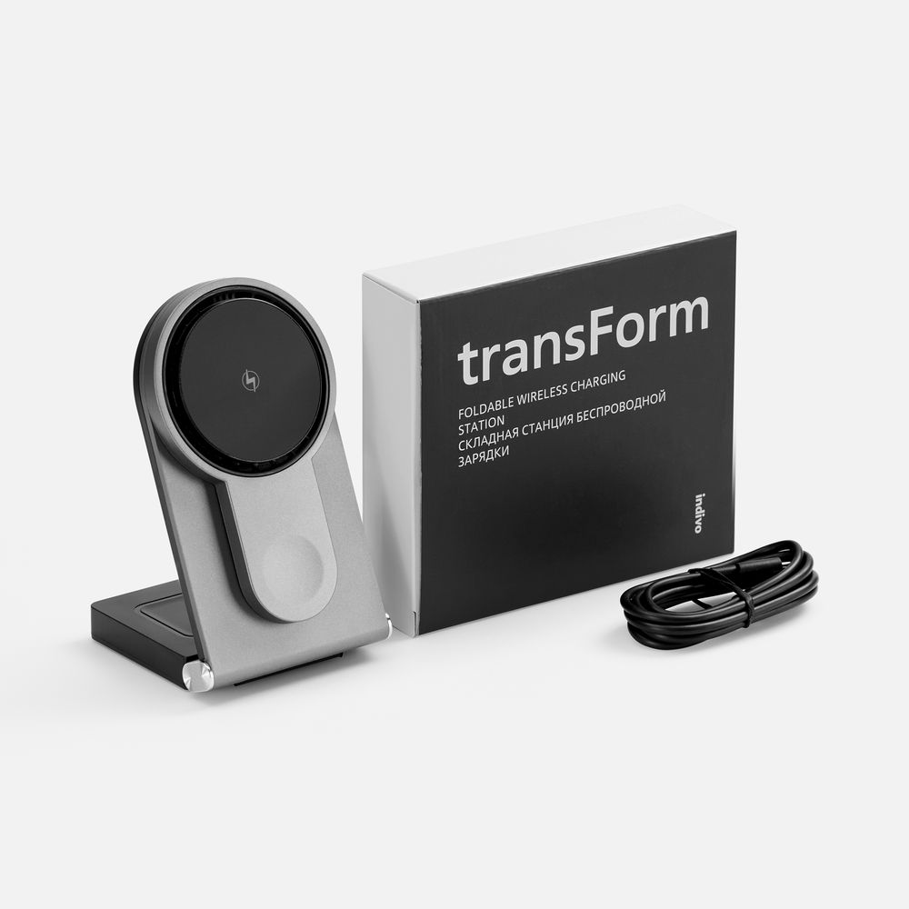 Складная станция беспроводной зарядки transForm, серый металлик_4