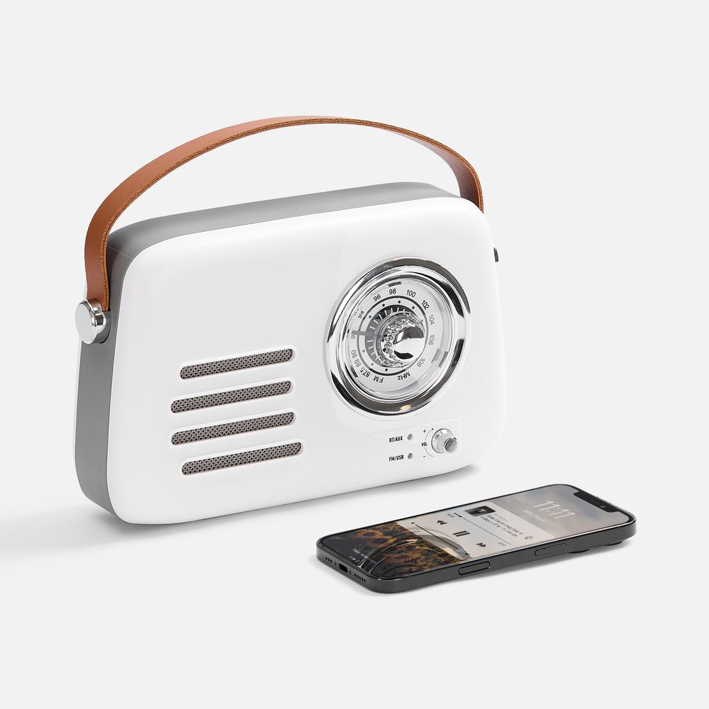 Bluetooth-колонка с радио Retronica, белая_3