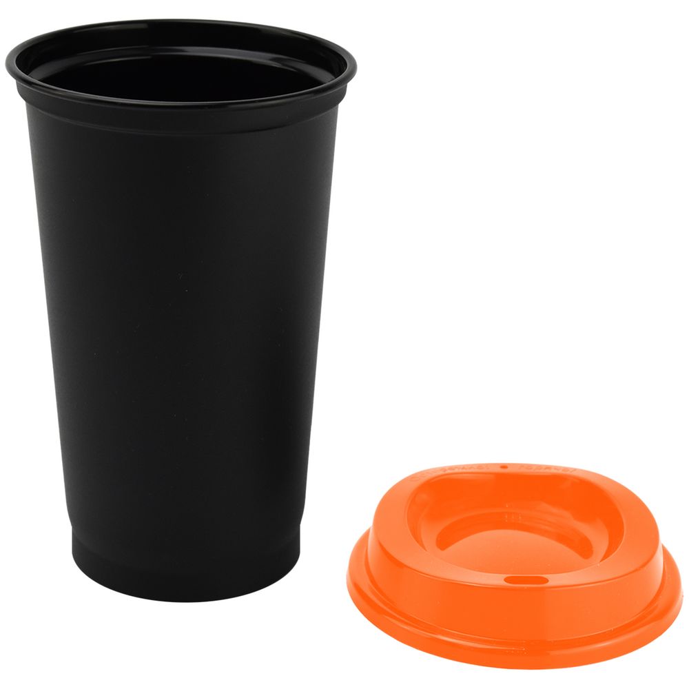Стакан с крышкой Color Cap Black, черный с оранжевым_0