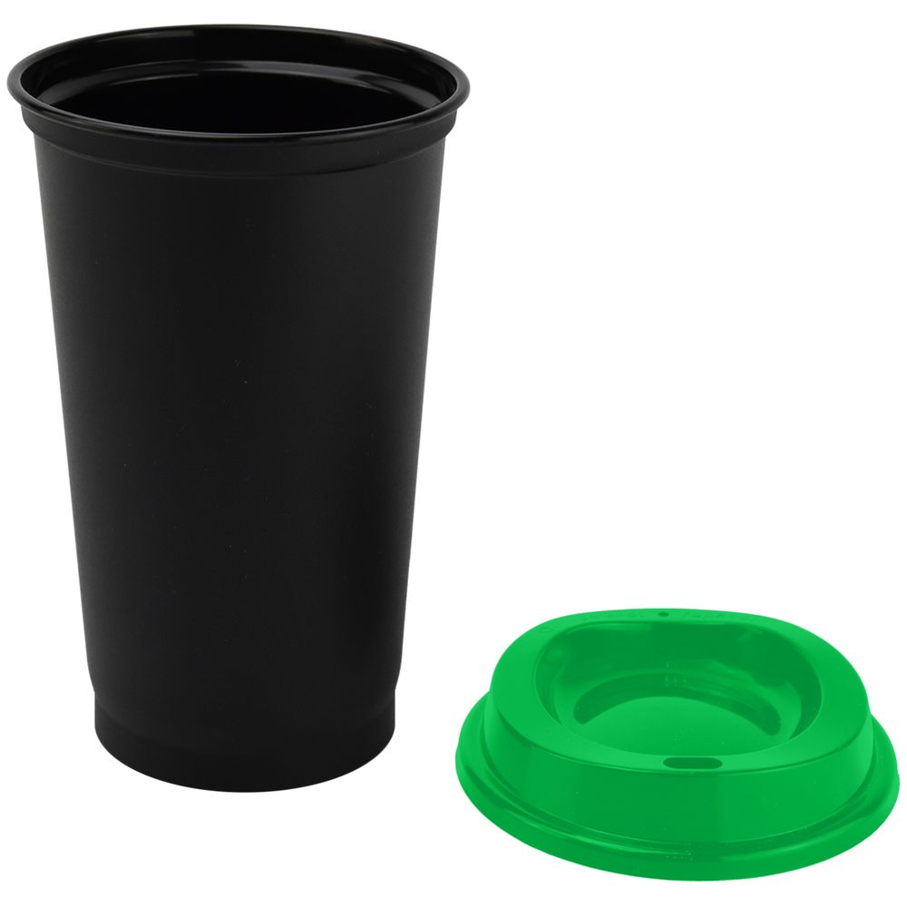 Стакан с крышкой Color Cap Black, черный с зеленым_0