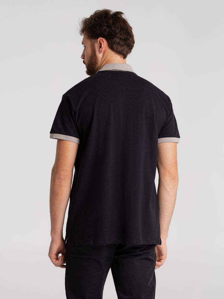 Рубашка поло Prince 190, черная с серым_4