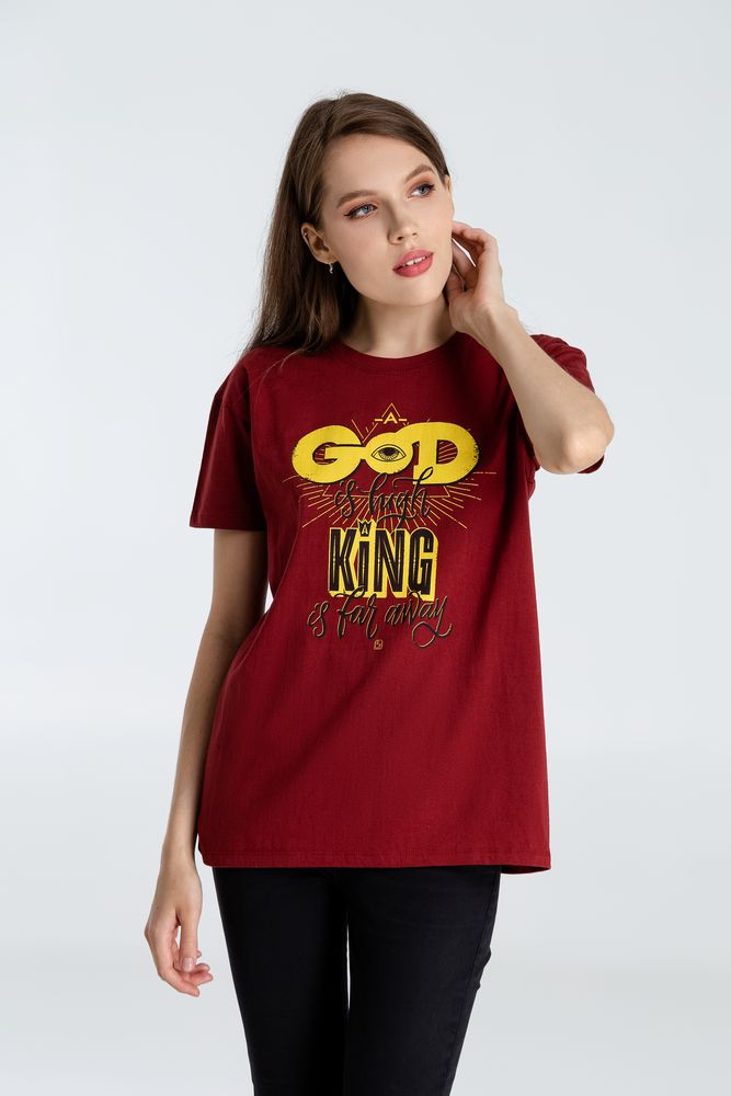 Футболка A God is High, гранатово-красная_3