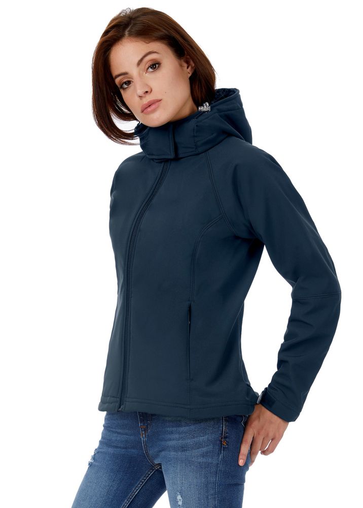 Куртка женская Hooded Softshell темно-синяя_6