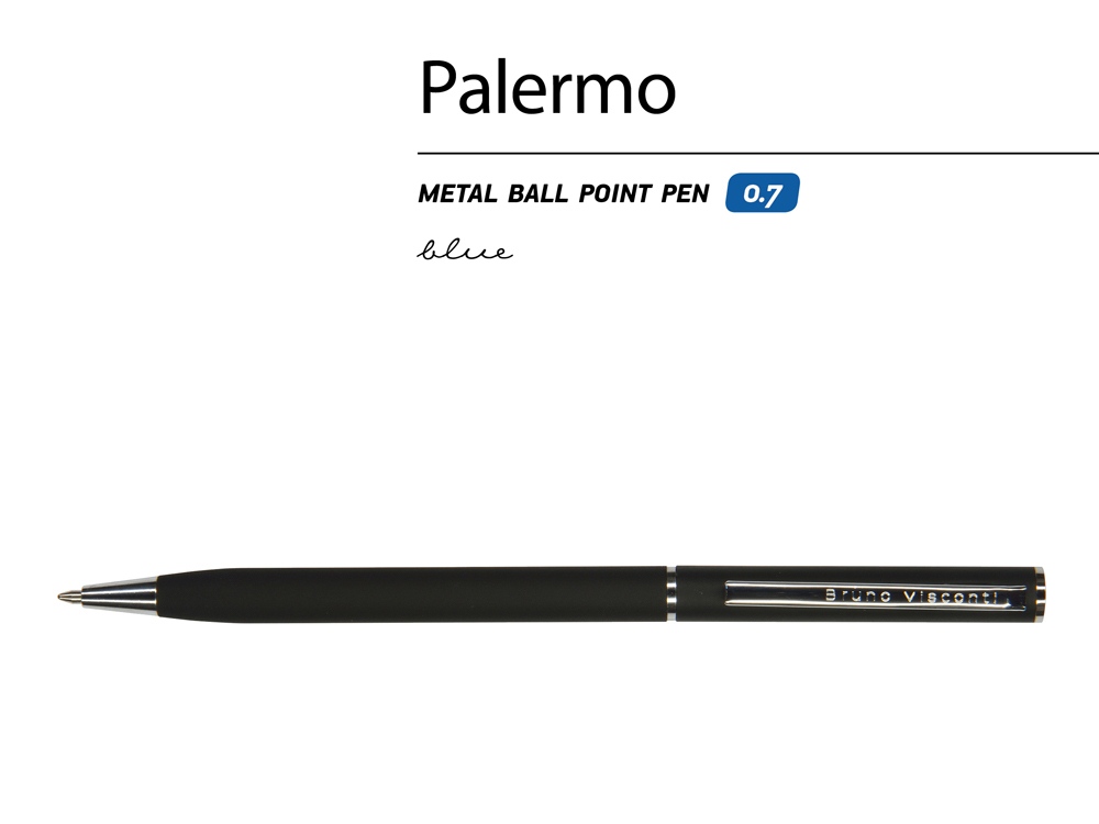 Ручка металлическая шариковая «Palermo», софт-тач, черный_1