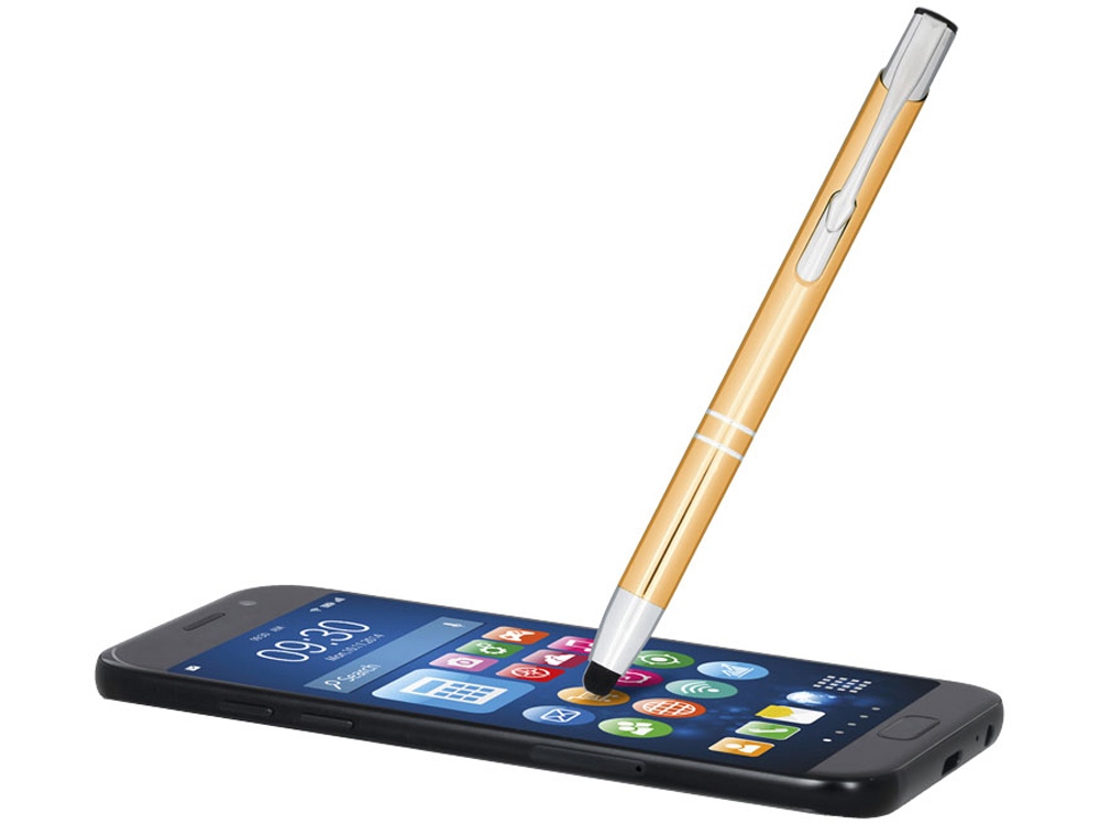 Ручка-стилус металлическая шариковая «Moneta» с анодированным покрытием, золотистый_1