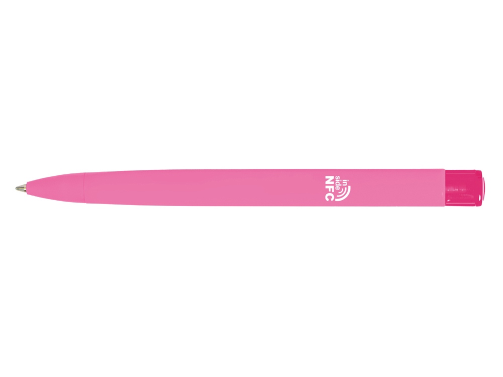 Ручка пластиковая шариковая трехгранная «Trinity K transparent Gum» soft-touch с чипом передачи информации NFC, розовый_1