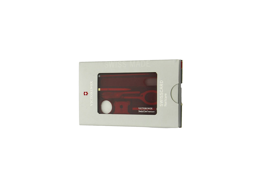 Швейцарская карточка «SwissCard Nailcare», 13 функций, красный прозрачный_2