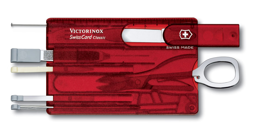 Швейцарская карточка «SwissCard Classic», 10 функций, красный прозрачный_2