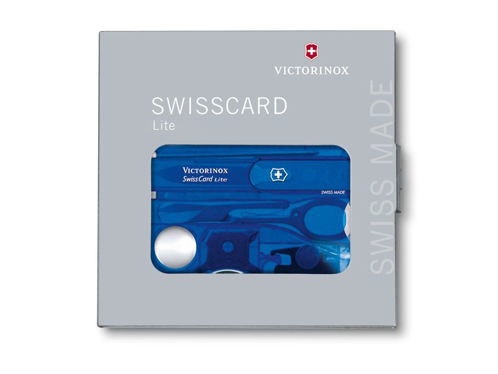 Швейцарская карточка «SwissCard Lite», 13 функций, синий прозрачный_1