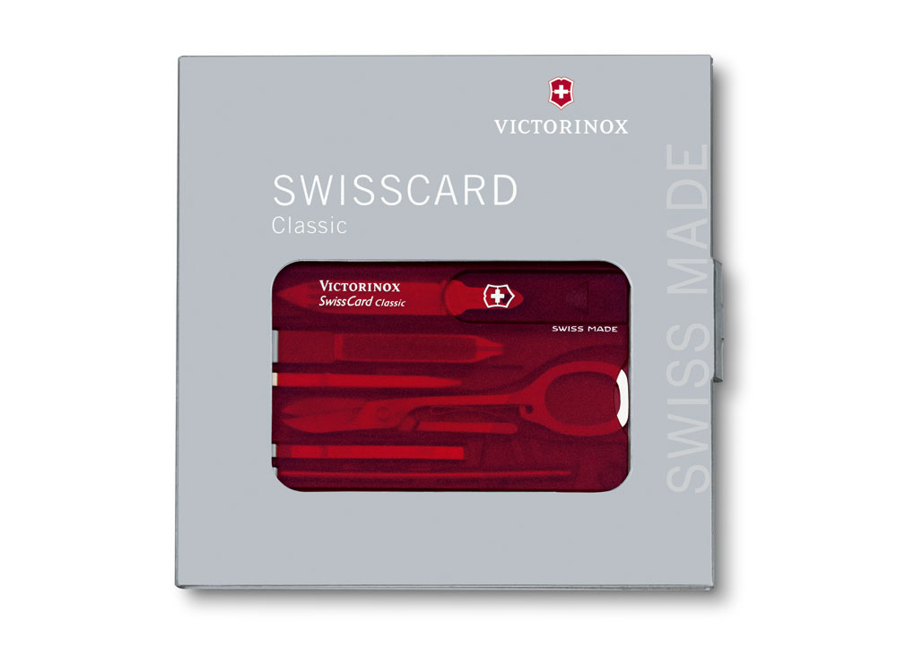 Швейцарская карточка «SwissCard Classic», 10 функций, красный прозрачный_4