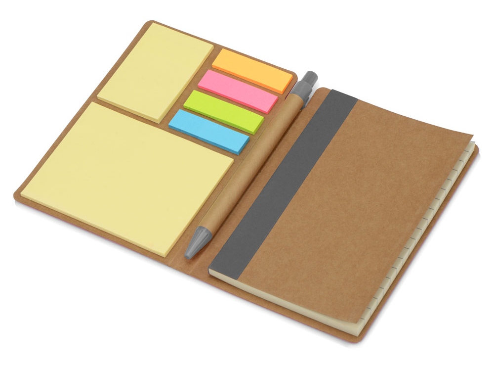 Набор стикеров А6 «Write and stick» с ручкой и блокнотом, серый_1