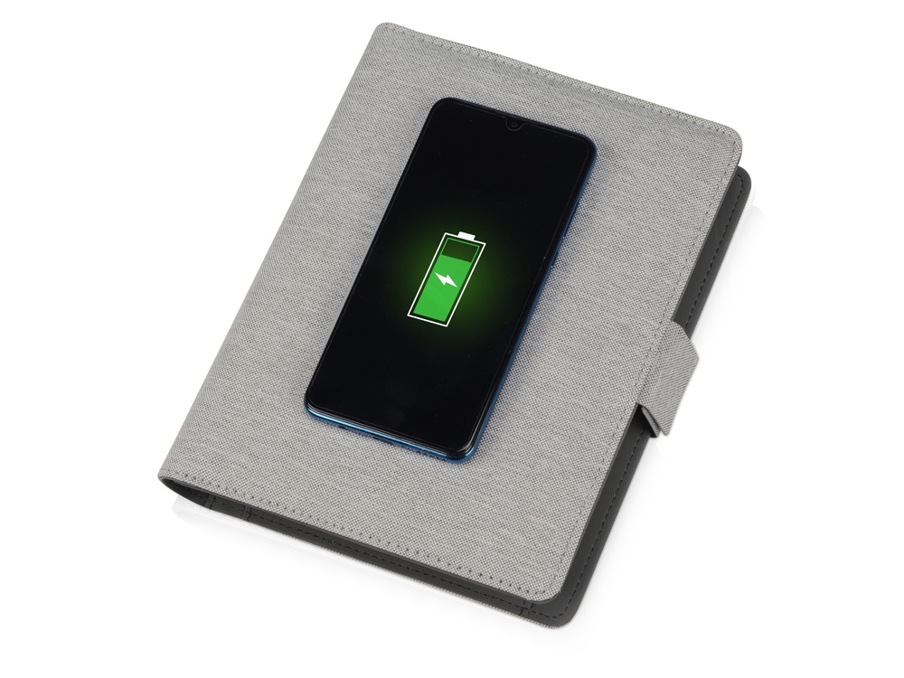 Органайзер с беспроводной зарядкой «Powernote», 5000 mAh, светло-серый_16