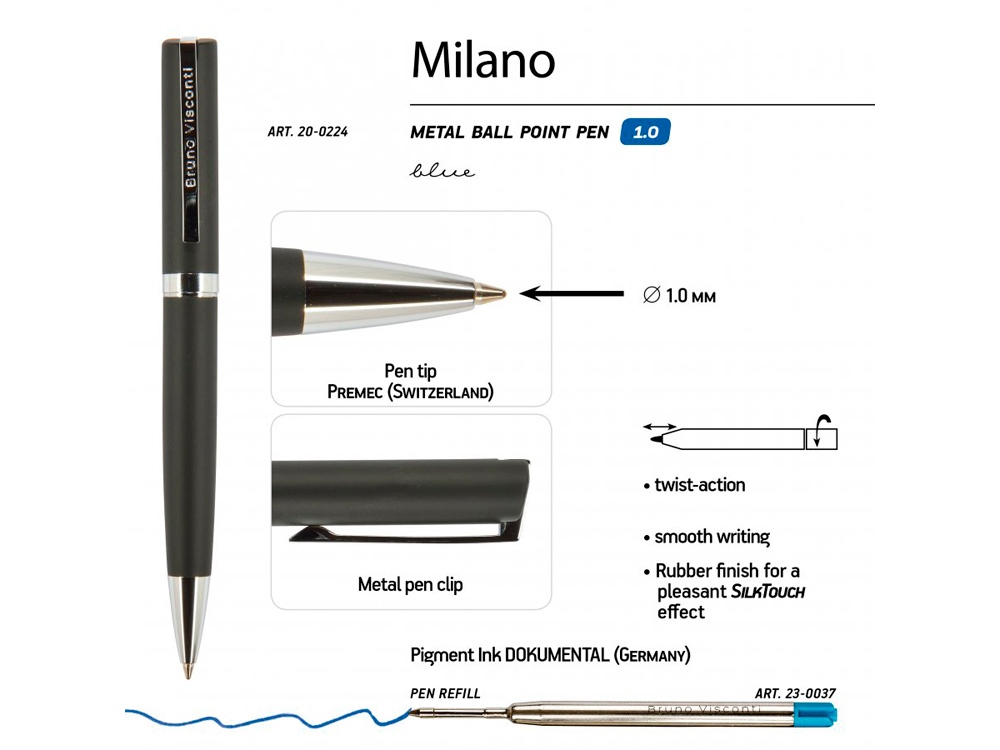 Ручка металлическая шариковая «Milano»_2
