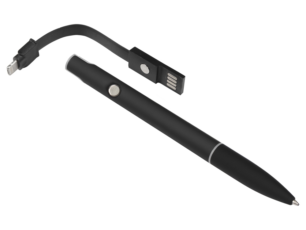 Ручка металлическая шариковая «Connect» с кабелем USB 2 в 1_4