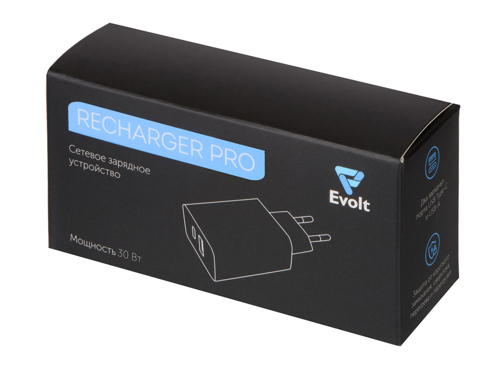 Сетевое зарядное устройство c выходами USB-A и USB-C и быстрой зарядкой QC/PD «Recharger Pro», 30 Вт_3